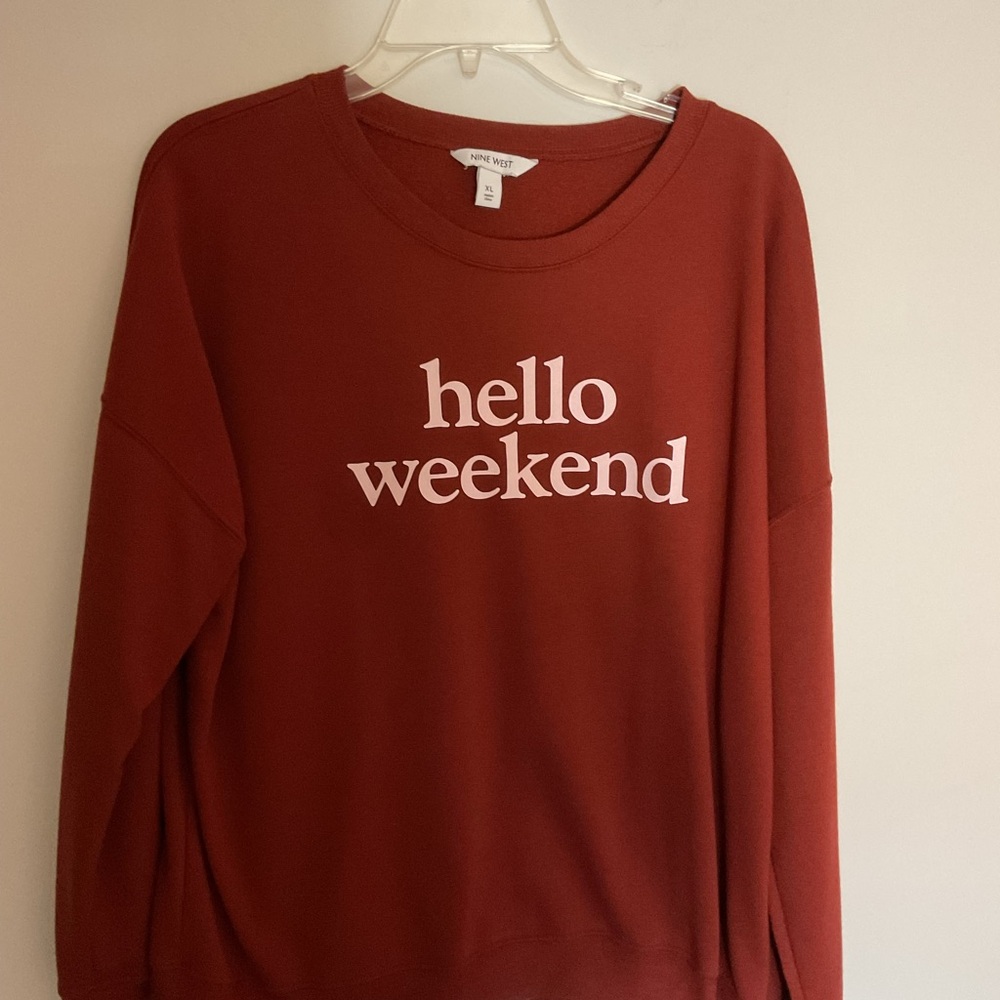 Nine West Women's Maroon 'Hello Weekend' Sweatshirt